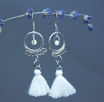 White Tassel Charm Fragrance Earrings $22