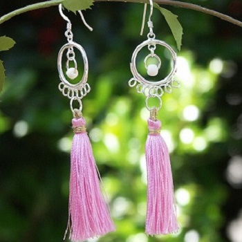 Pink Tassel Charm Fragrance Earrings $22