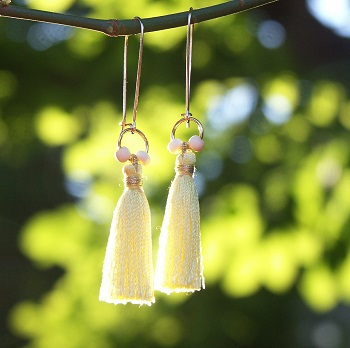 Gold Kidney Back Yellow Tassel Fragrance Earrings $22