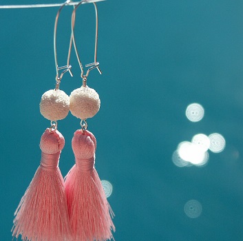 WildChild Lava Bead Pink Tassel Fragrance Earrings $22