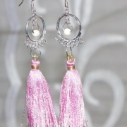 Pink Tassel Chandelier Charm Fragrance Earrings