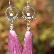 Pink Tassel Chandelier Charm Fragrance Earrings