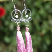 Pink Tassel Chandelier Charm Fragrance Earrings