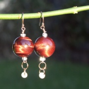 Rose Gold Red Tiger’s Eye Fragrance Earrings